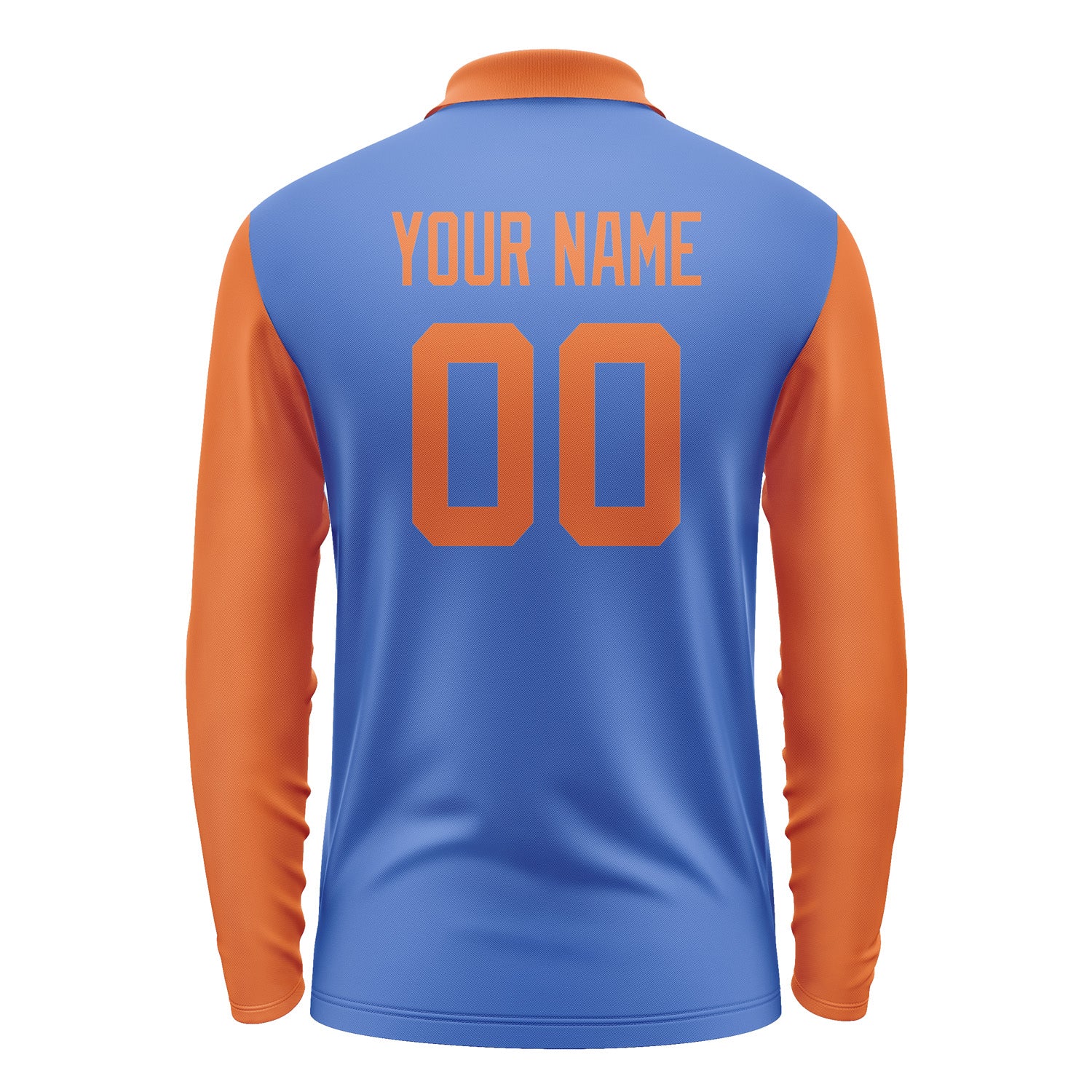 Custom Sky Blue Orange Long Sleeve Polo Shirt Pl092828B128