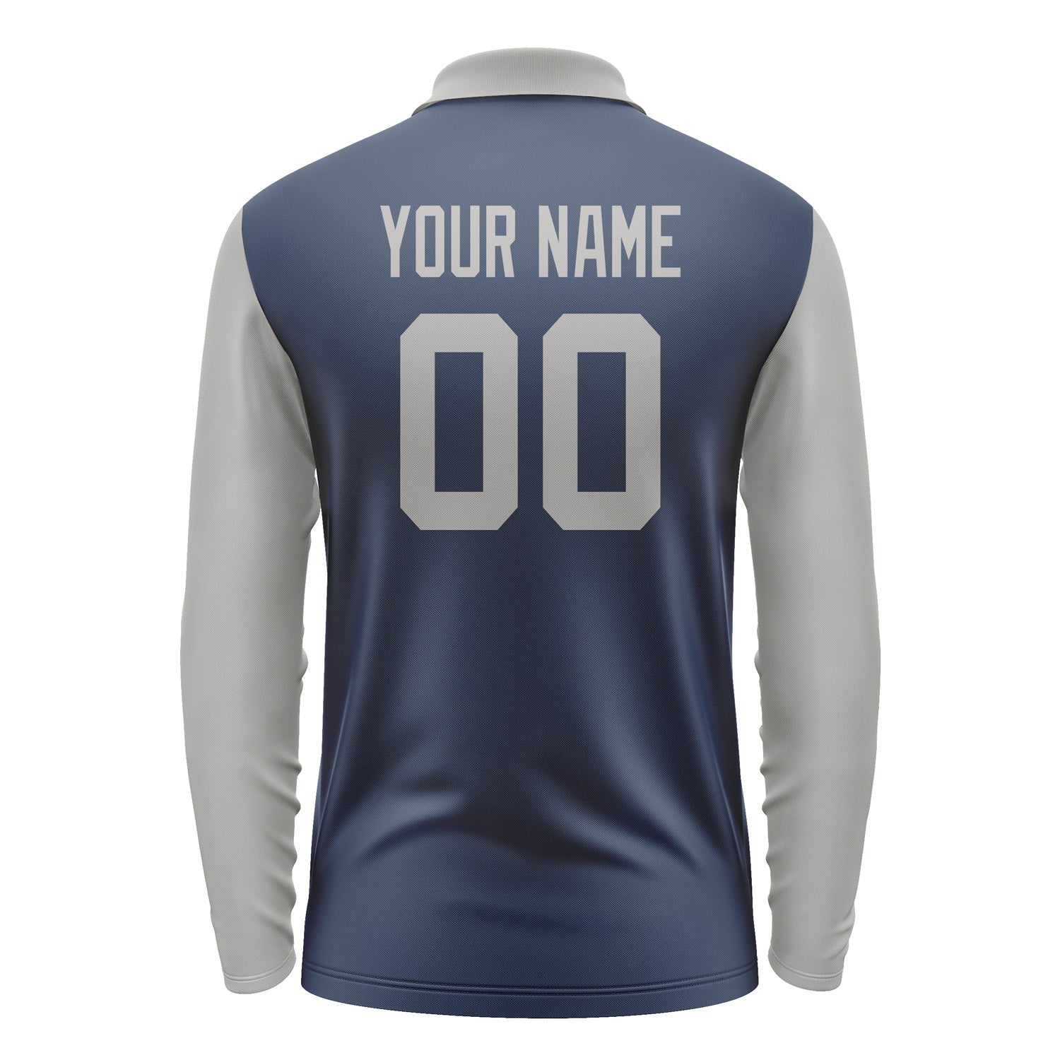 Custom Blue Gray Long Sleeve Polo Shirt Pl100404B104
