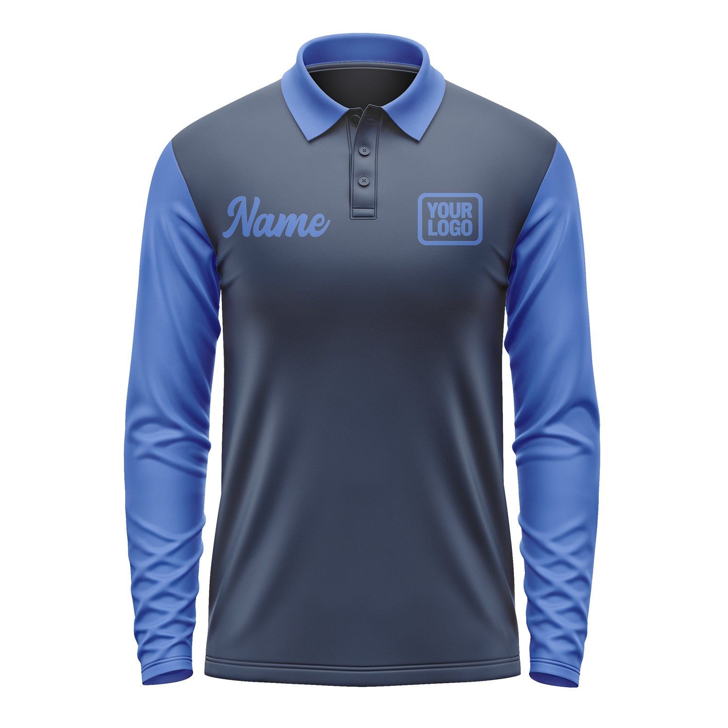 Custom Blue Sky Blue Long Sleeve Polo Shirt Pl100909B109