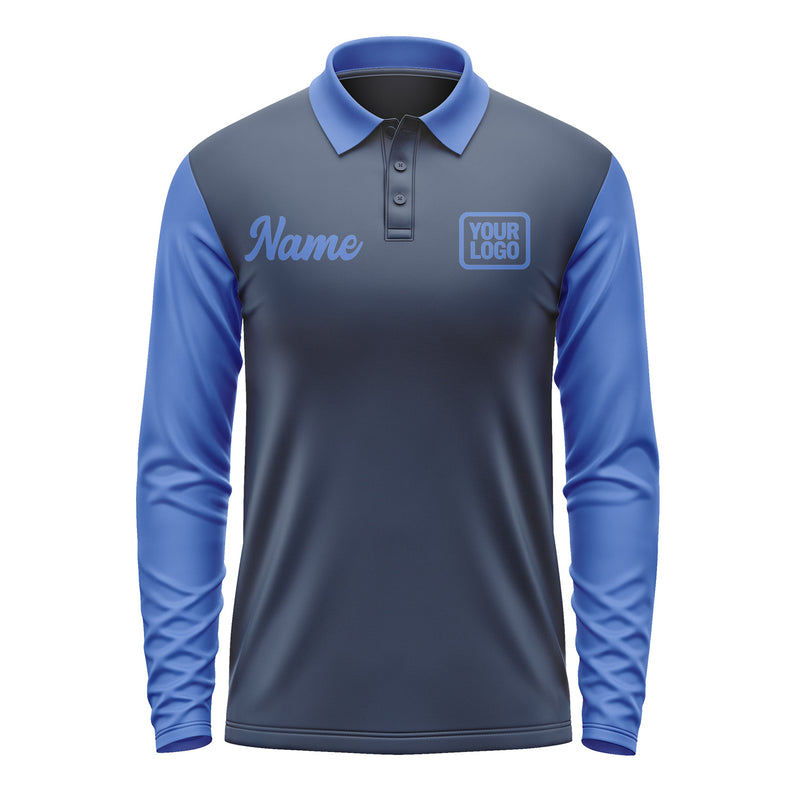 Custom Blue Sky Blue Long Sleeve Polo Shirt Pl100909B109