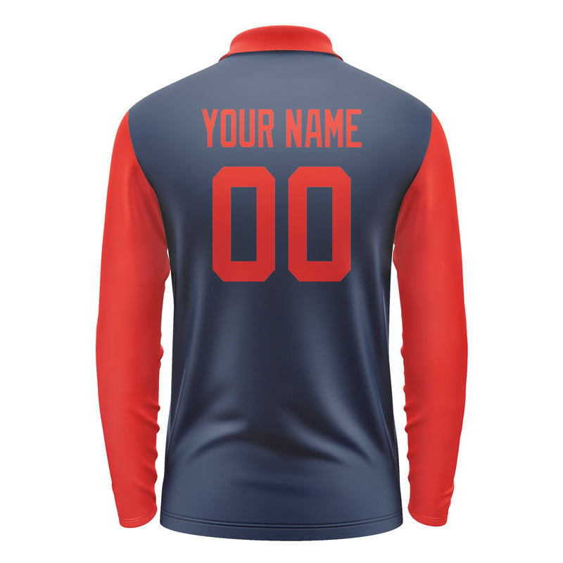Custom Blue Orange Red Long Sleeve Polo Shirt Pl101212B112