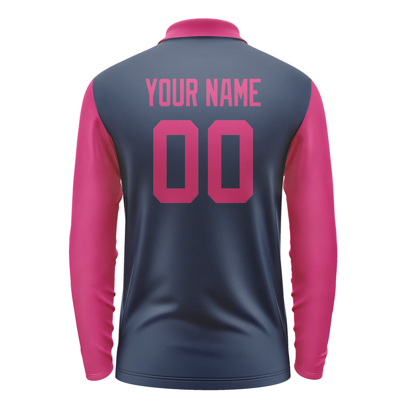 Custom Blue Pink Long Sleeve Polo Shirt Pl101313B113