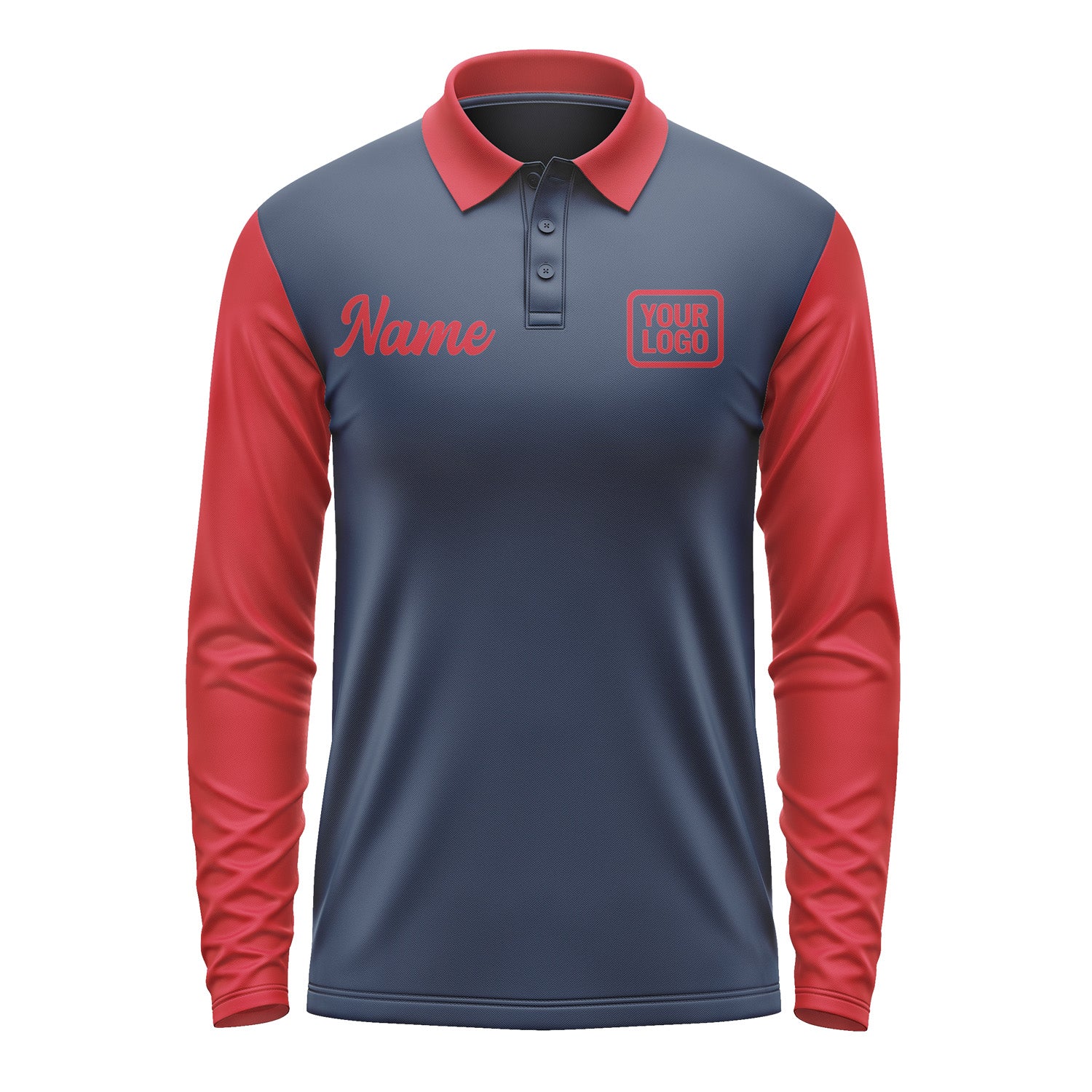 Custom Blue Red Long Sleeve Polo Shirt Pl101414B114
