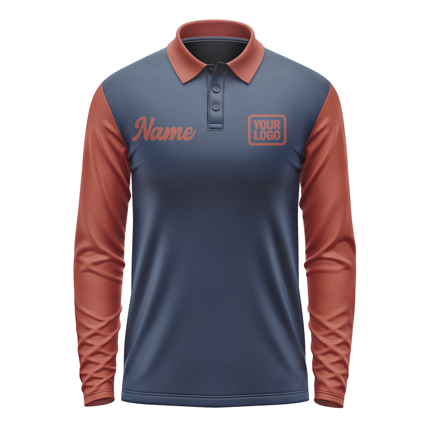 Custom Blue Coral Red Long Sleeve Polo Shirt Pl101616B116