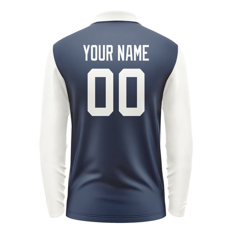Custom Blue White Long Sleeve Polo Shirt Pl101818B118