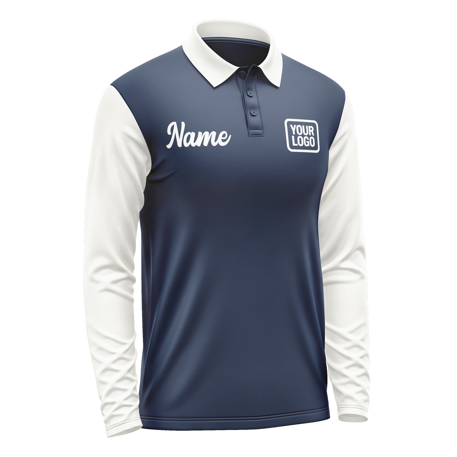 Custom Blue White Long Sleeve Polo Shirt Pl101818B118