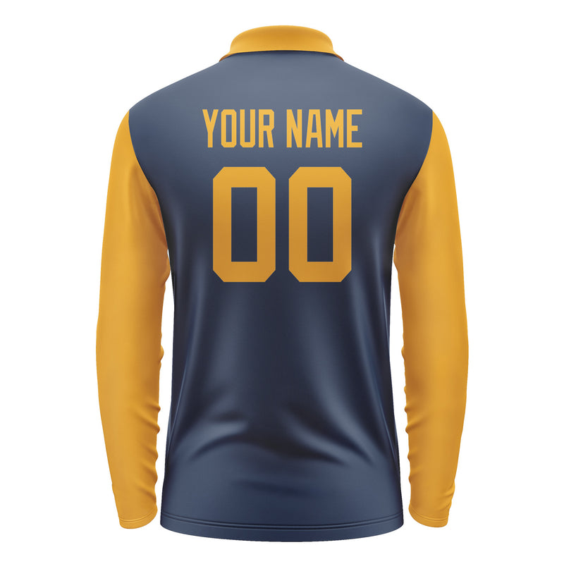 Custom Blue Yellow Long Sleeve Polo Shirt Pl101919B119