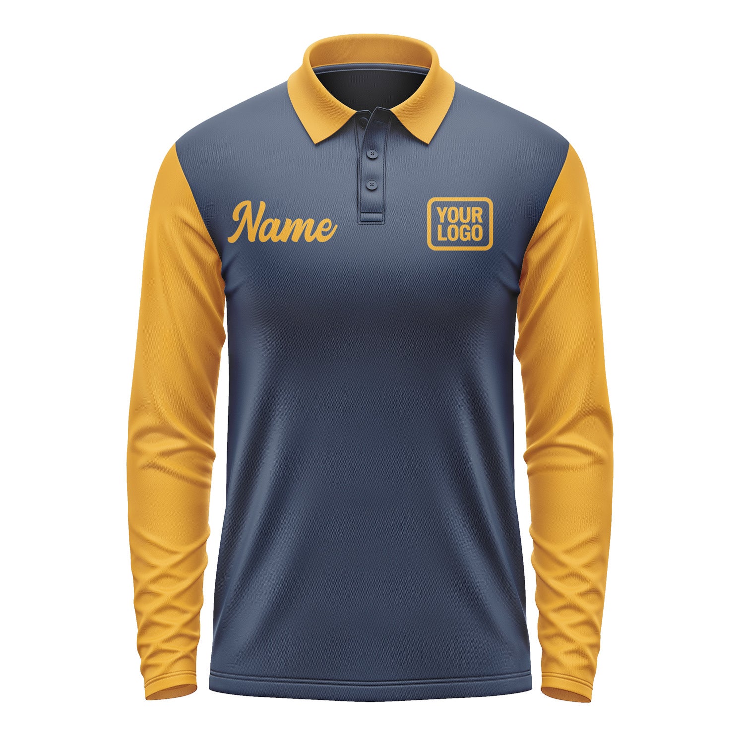 Custom Blue Yellow Long Sleeve Polo Shirt Pl101919B119