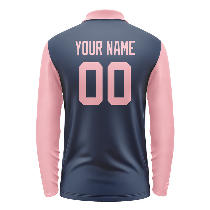 Custom Blue Light Pink Long Sleeve Polo Shirt Pl102121B121