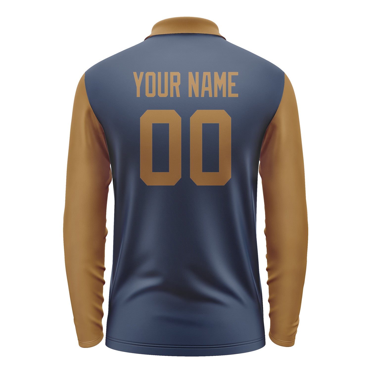 Custom Blue Khaki Long Sleeve Polo Shirt Pl102222B122
