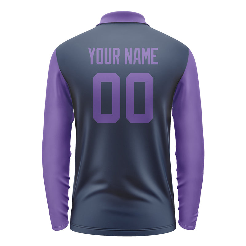 Custom Blue Light Purple Long Sleeve Polo Shirt Pl102323B123