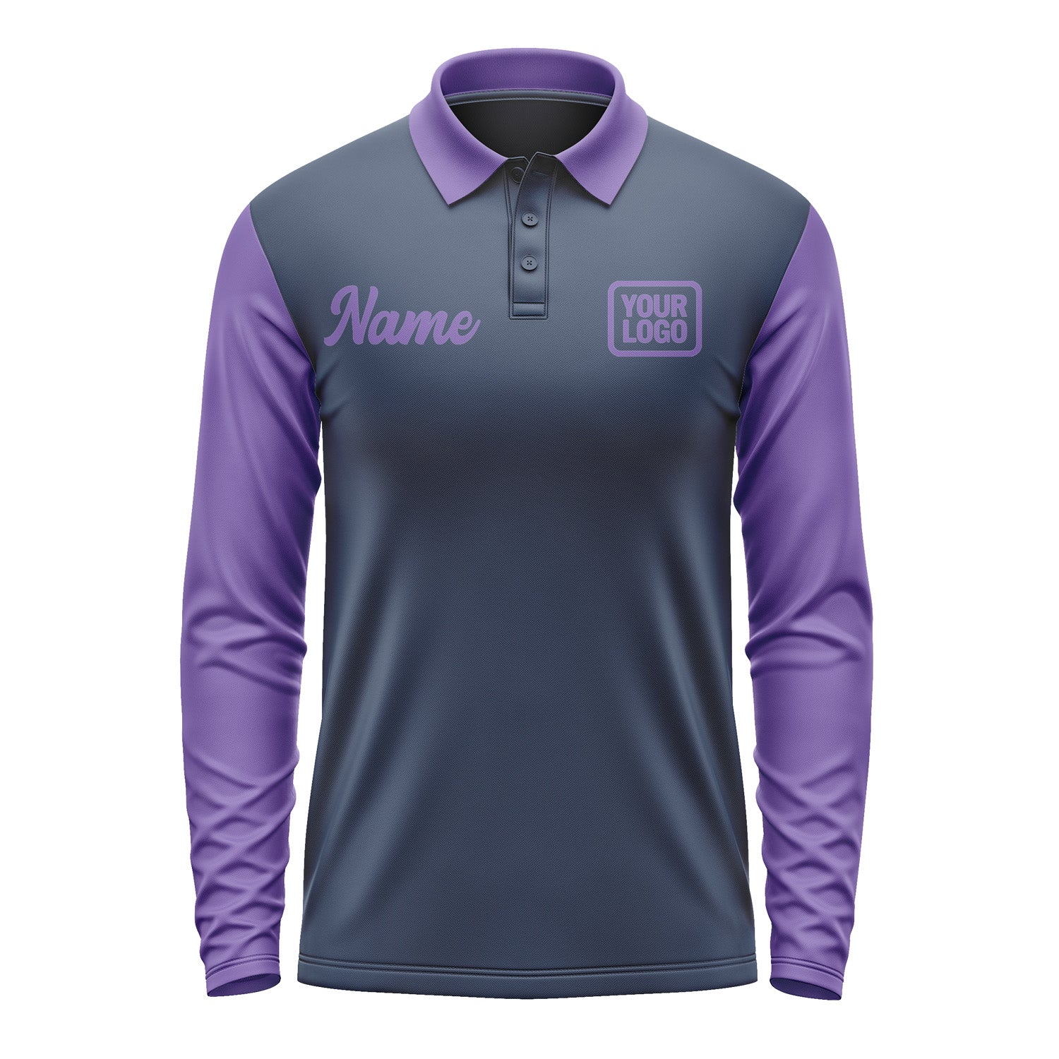 Custom Blue Light Purple Long Sleeve Polo Shirt Pl102323B123