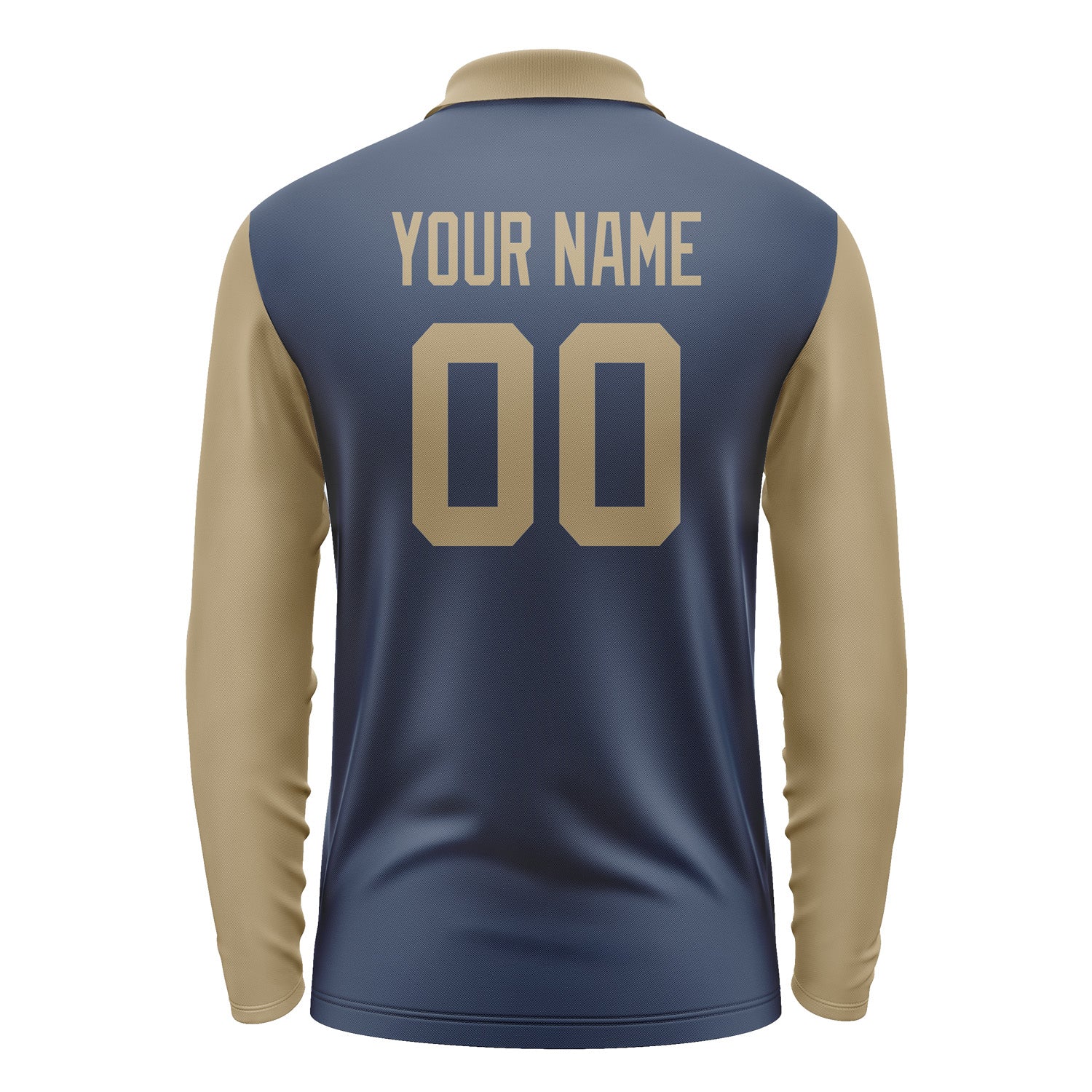 Custom Blue Light Khaki Long Sleeve Polo Shirt Pl102525B125