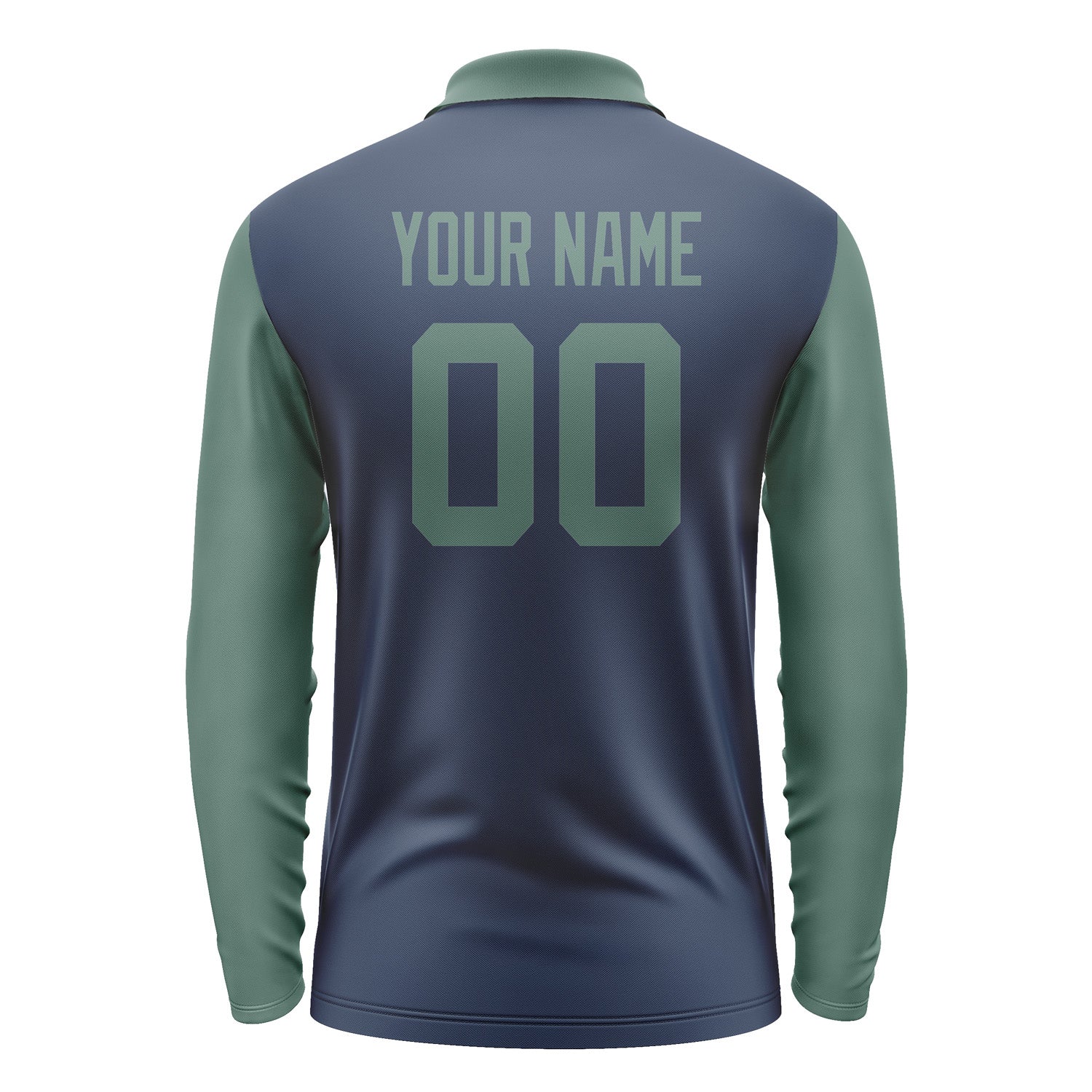 Custom Blue Blue Green Long Sleeve Polo Shirt Pl102727B127