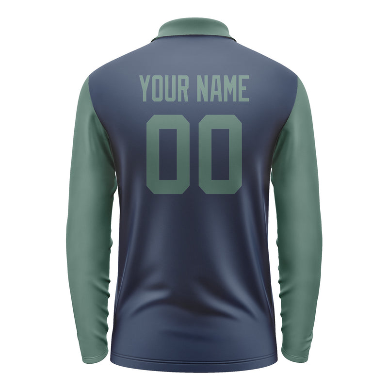 Custom Blue Blue Green Long Sleeve Polo Shirt Pl102727B127