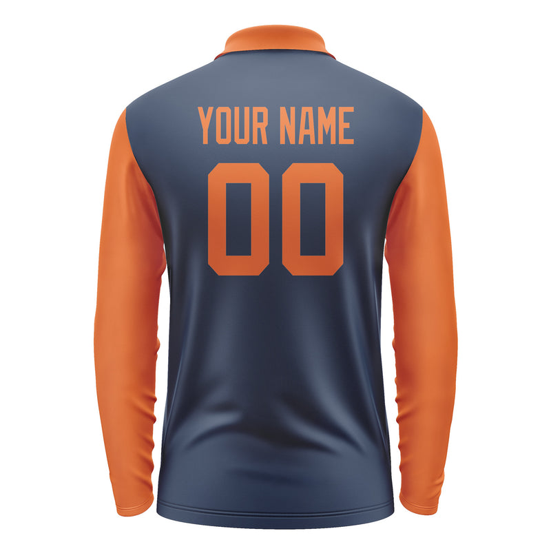 Custom Blue Orange Long Sleeve Polo Shirt Pl102828B128