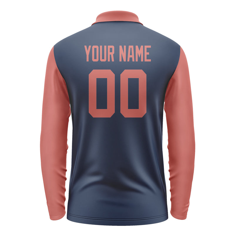 Custom Blue Copper Rose Long Sleeve Polo Shirt Pl102929B129