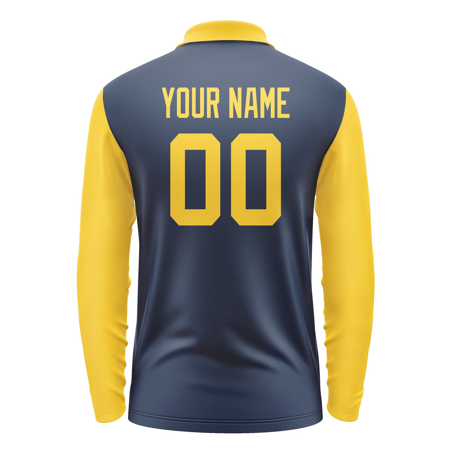 Custom Blue Gold Long Sleeve Polo Shirt Pl103030B130