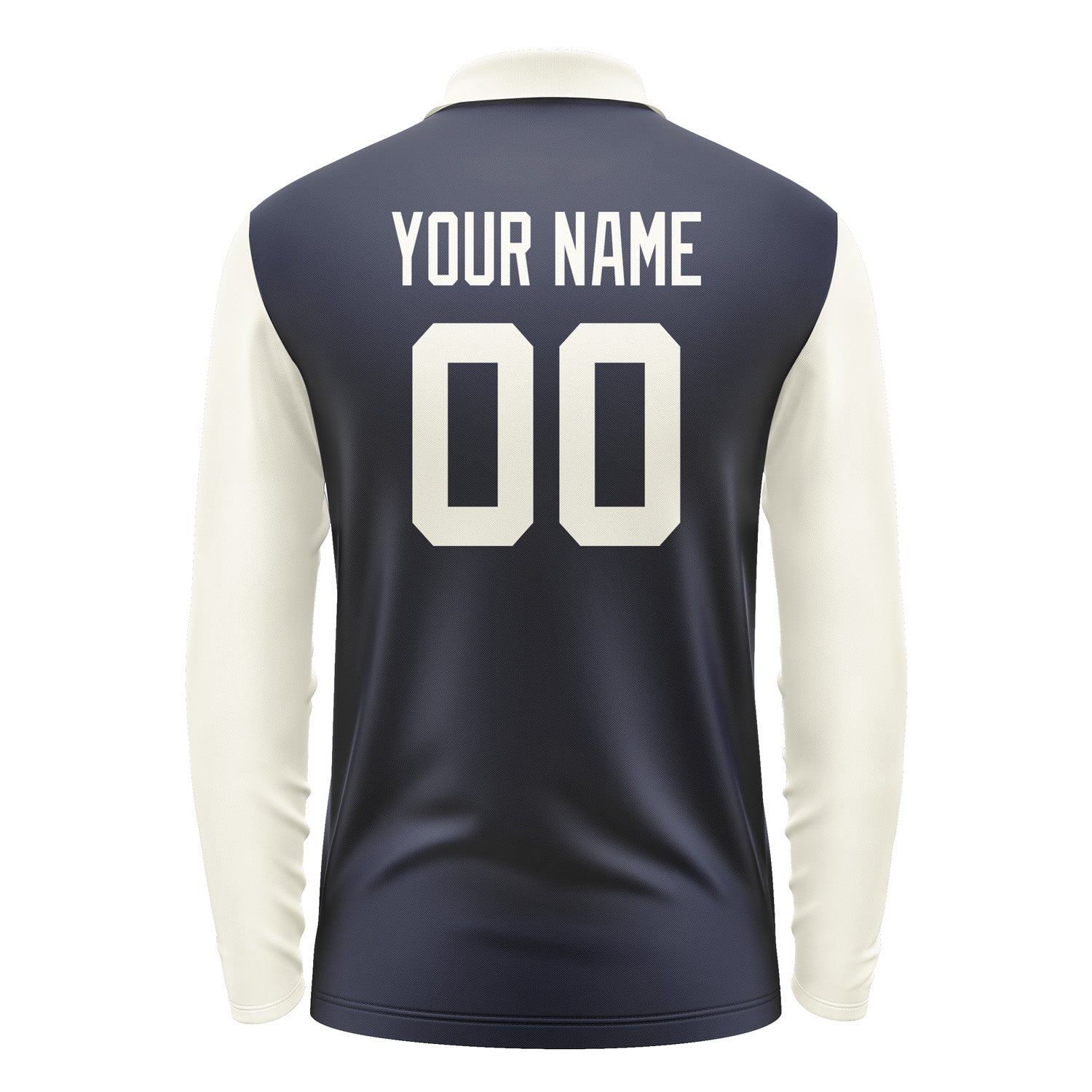 Custom Navy Cream Long Sleeve Polo Shirt Pl110303B103