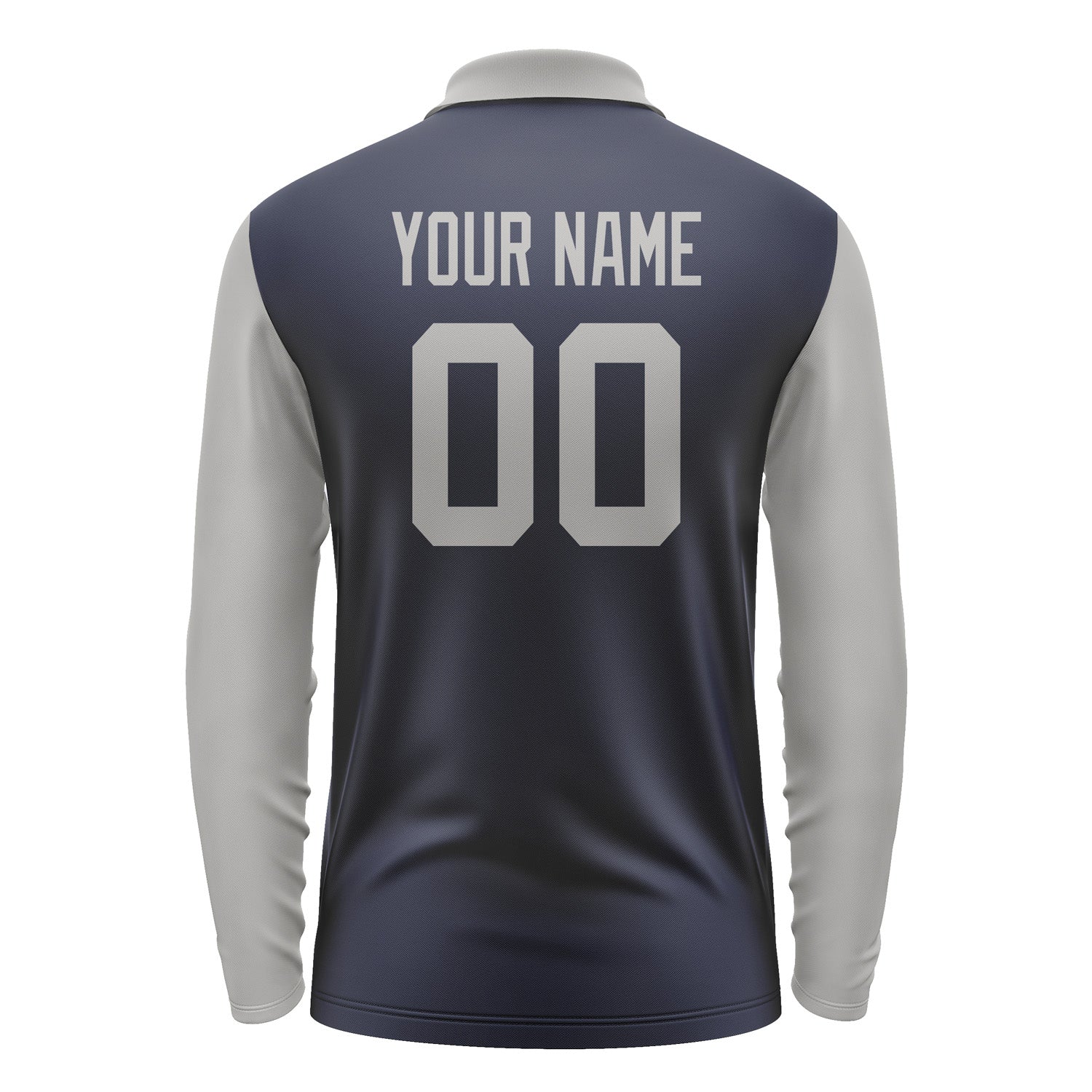 Custom Navy Gray Long Sleeve Polo Shirt Pl110404B104