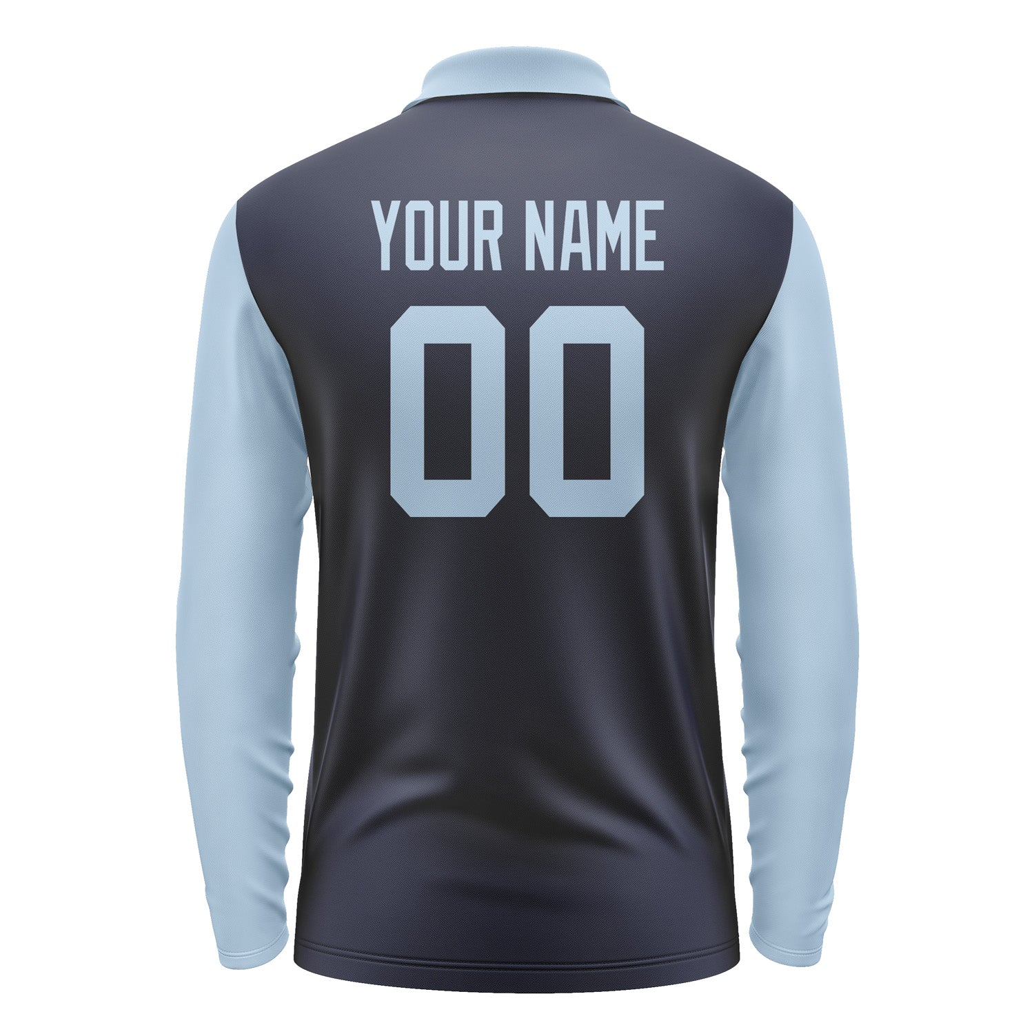 Custom Navy Light Blue Long Sleeve Polo Shirt Pl110808B108