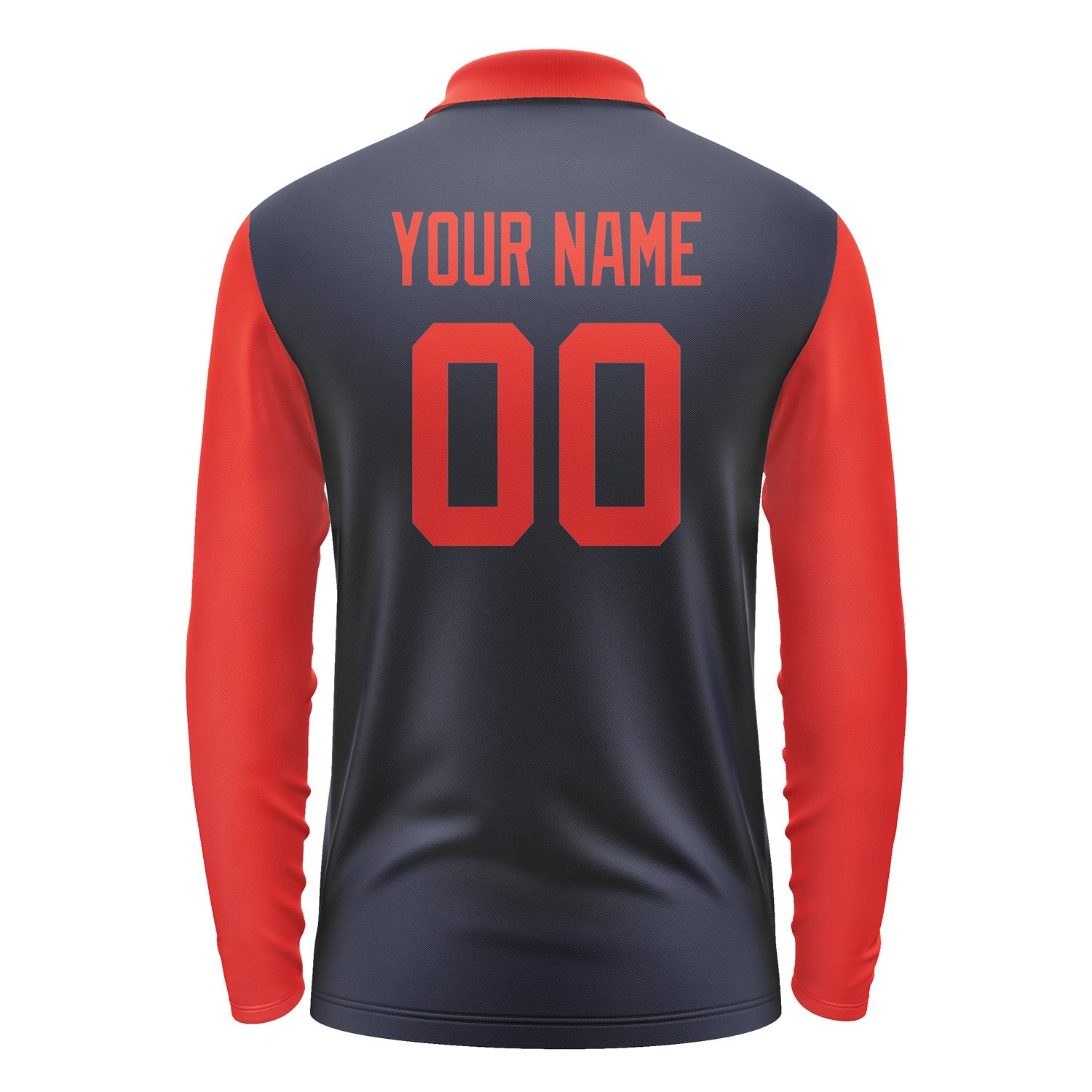 Custom Navy Orange Red Long Sleeve Polo Shirt Pl111212B112