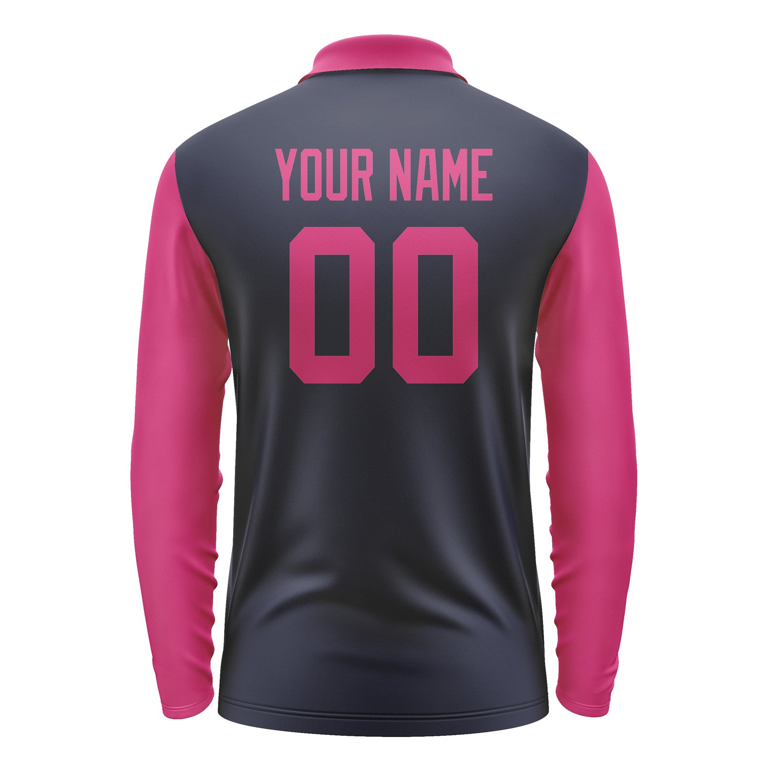 Custom Navy Pink Long Sleeve Polo Shirt Pl111313B113