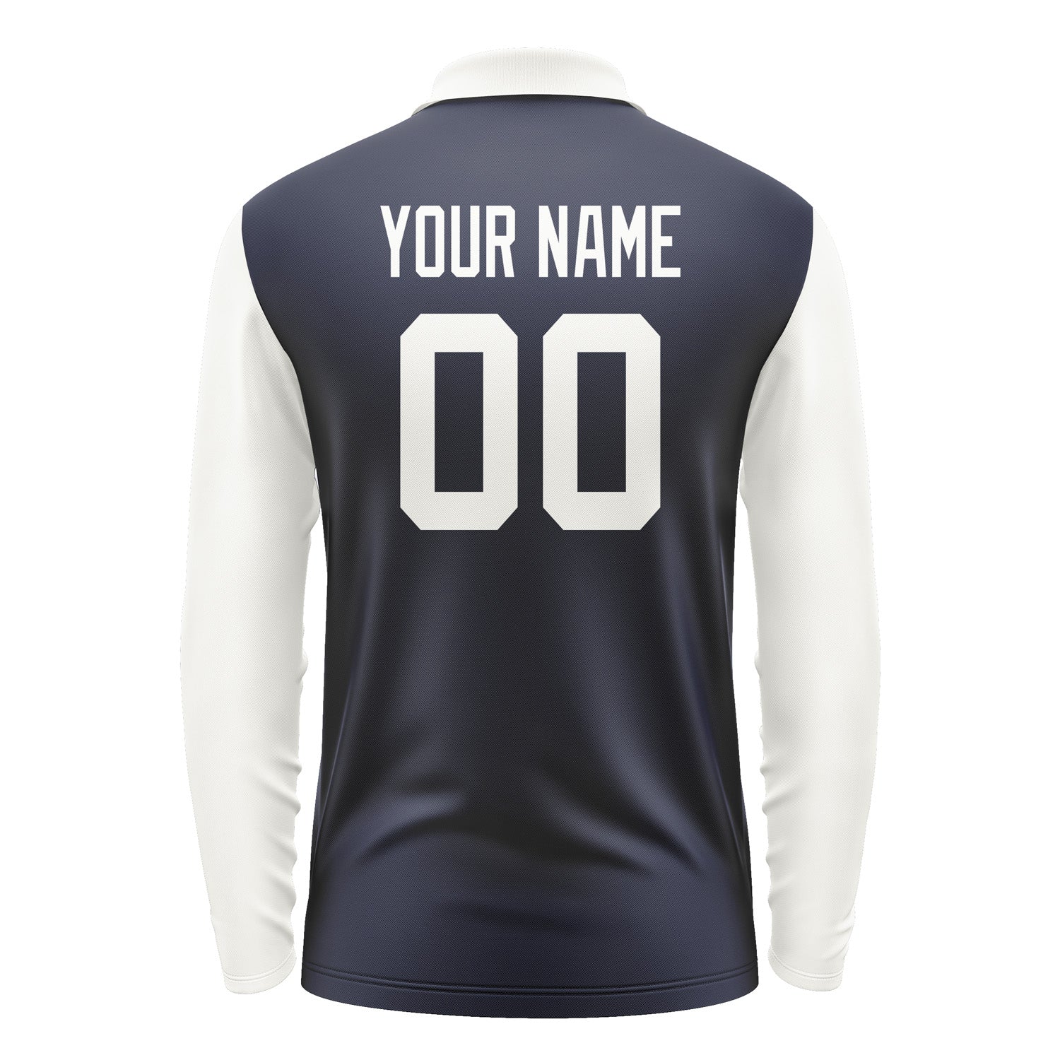 Custom Navy White Long Sleeve Polo Shirt Pl111818B118