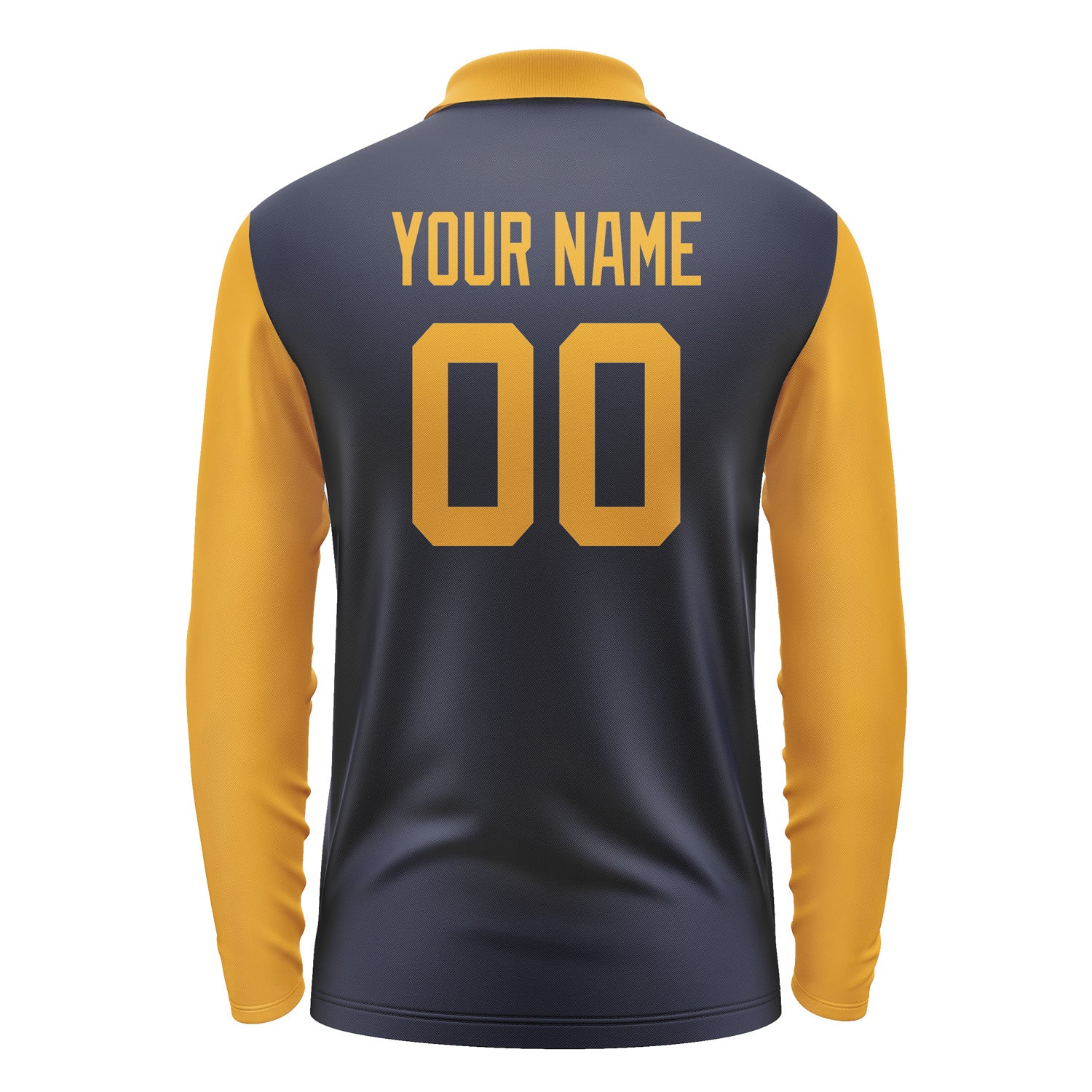 Custom Navy Yellow Long Sleeve Polo Shirt Pl111919B119