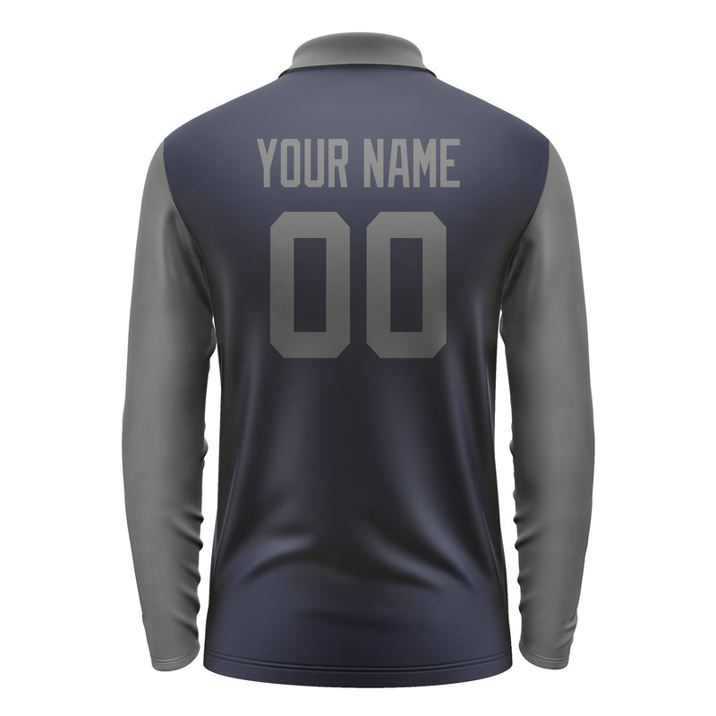 Custom Navy Dark Grey Long Sleeve Polo Shirt Pl112020B120