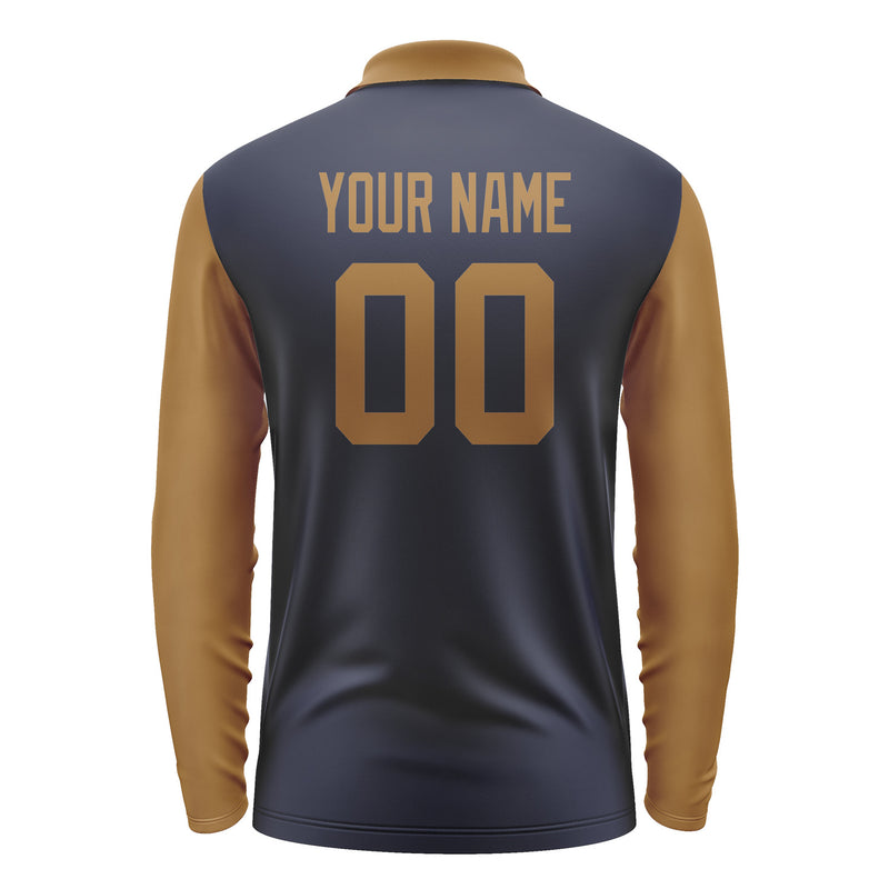Custom Navy Khaki Long Sleeve Polo Shirt Pl112222B122