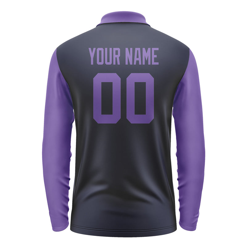 Custom Navy Light Purple Long Sleeve Polo Shirt Pl112323B123