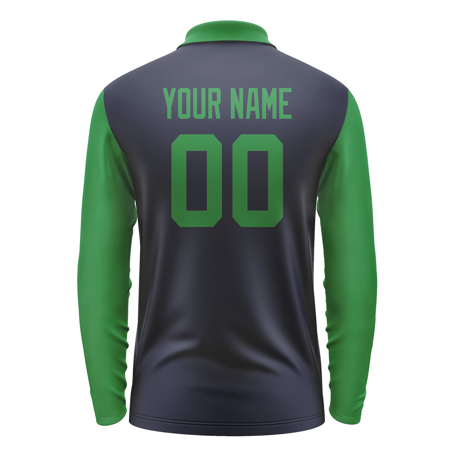 Custom Navy Emerald Green Long Sleeve Polo Shirt Pl112424B124