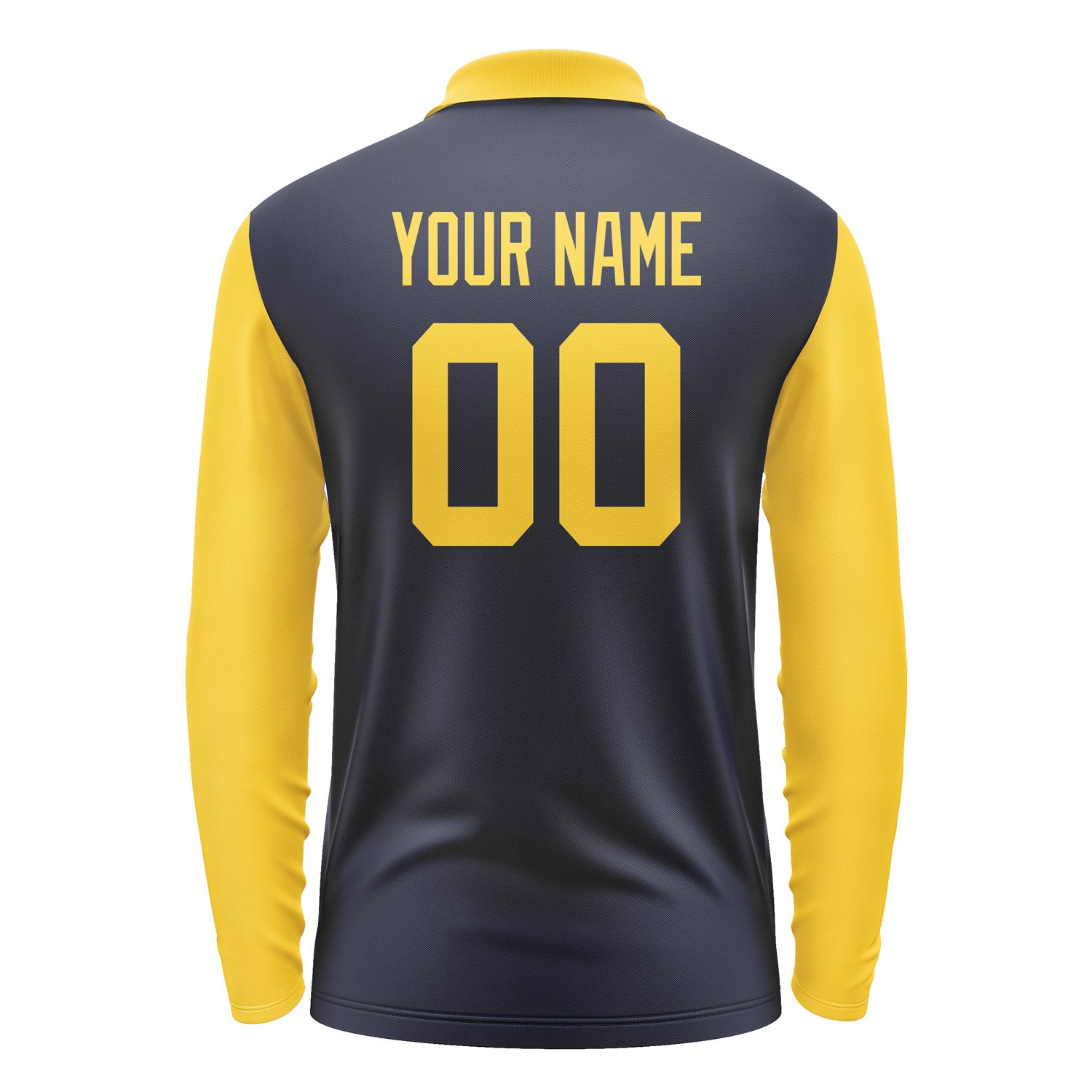 Custom Navy Gold Long Sleeve Polo Shirt Pl113030B130