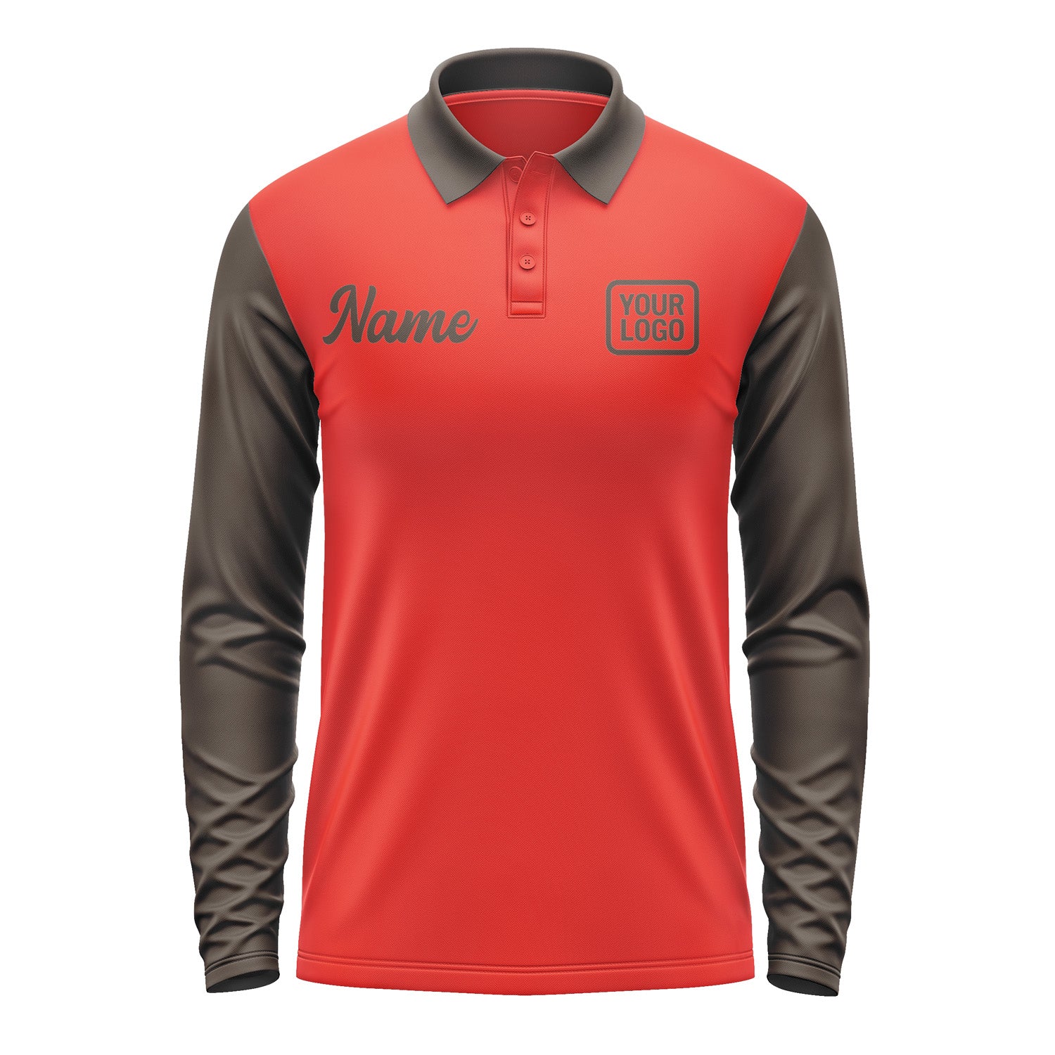 Custom Orange Red Brown Long Sleeve Polo Shirt Pl120101B101