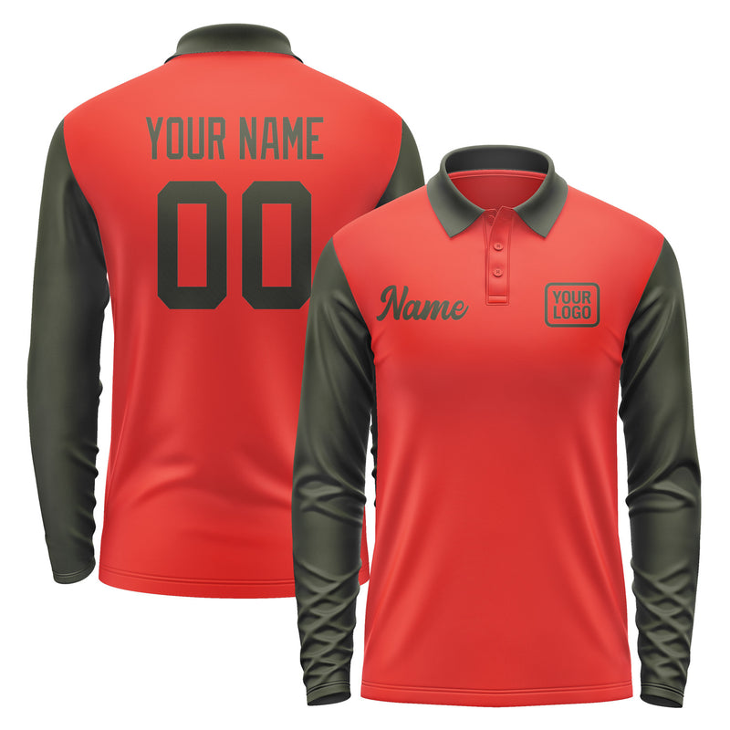 Custom Orange Red Olive Long Sleeve Polo Shirt Pl120202B102