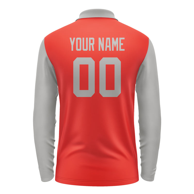 Custom Orange Red Gray Long Sleeve Polo Shirt Pl120404B104