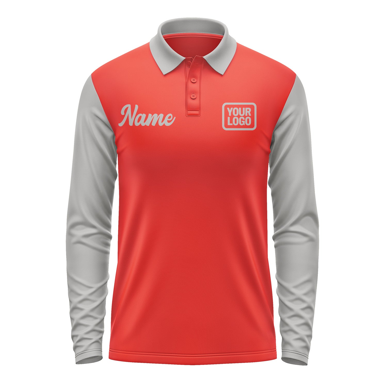 Custom Orange Red Gray Long Sleeve Polo Shirt Pl120404B104