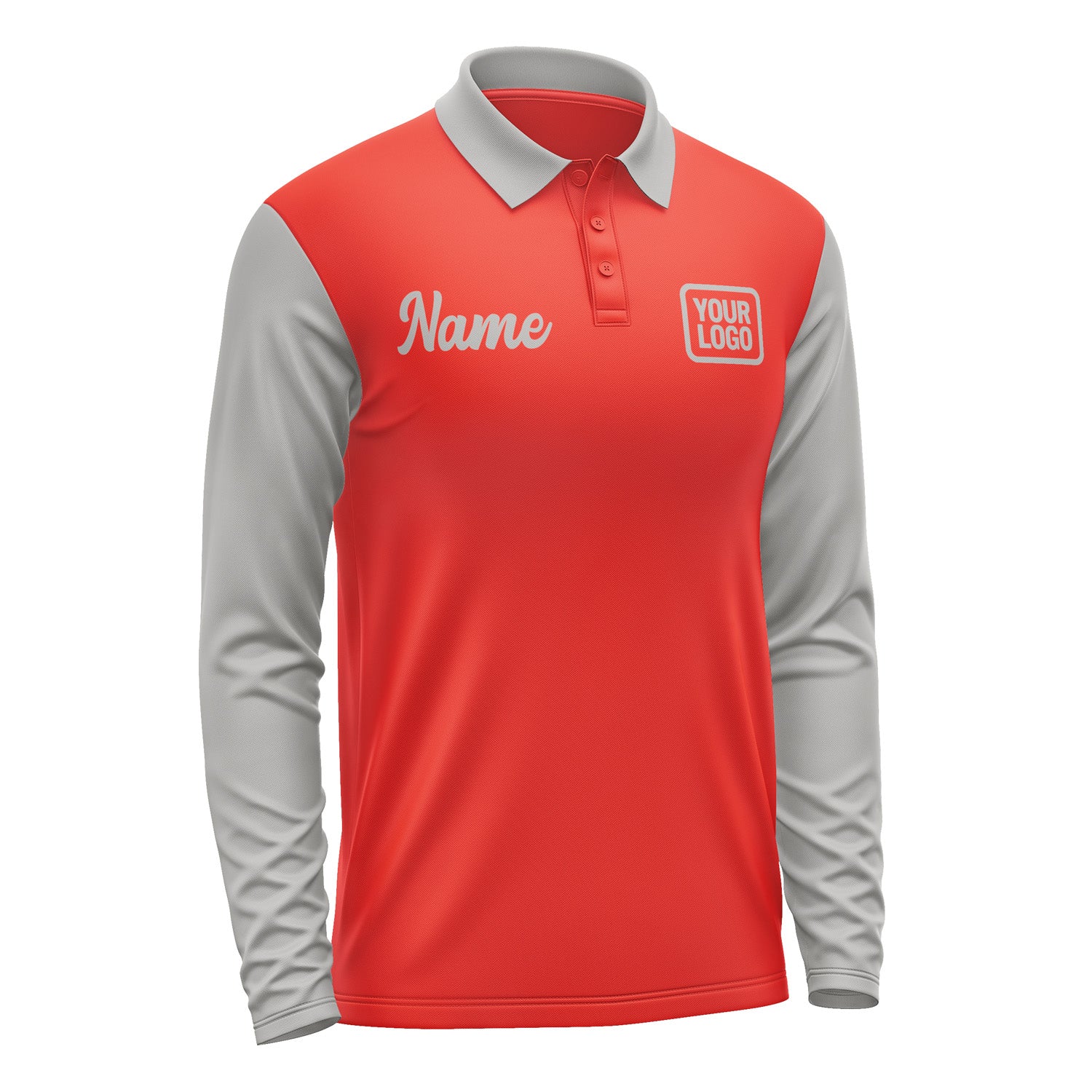 Custom Orange Red Gray Long Sleeve Polo Shirt Pl120404B104