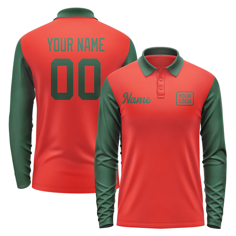 Custom Orange Red Green Long Sleeve Polo Shirt Pl120505B105