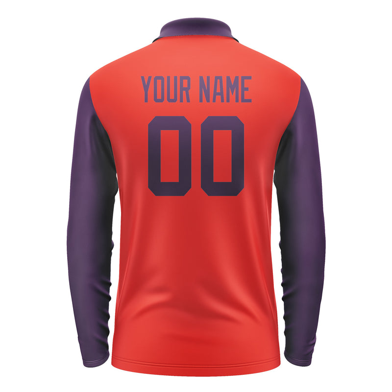 Custom Orange Red Purple Long Sleeve Polo Shirt Pl120707B107