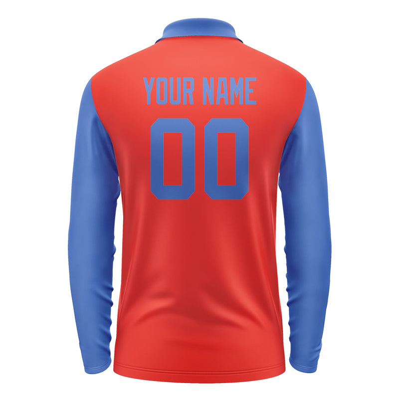 Custom Orange Red Sky Blue Long Sleeve Polo Shirt Pl120909B109