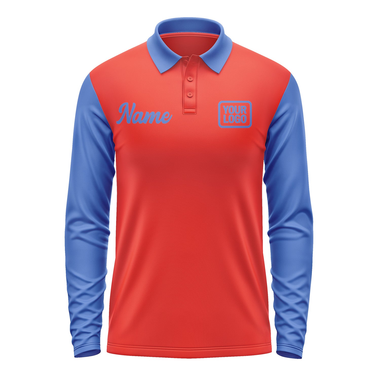 Custom Orange Red Sky Blue Long Sleeve Polo Shirt Pl120909B109