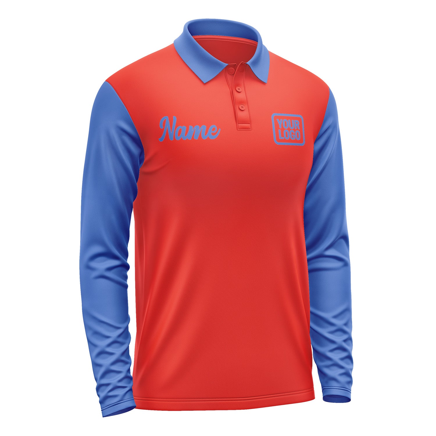 Custom Orange Red Sky Blue Long Sleeve Polo Shirt Pl120909B109
