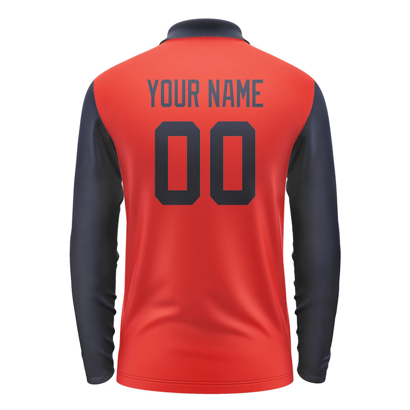 Custom Orange Red Navy Long Sleeve Polo Shirt Pl121111B111