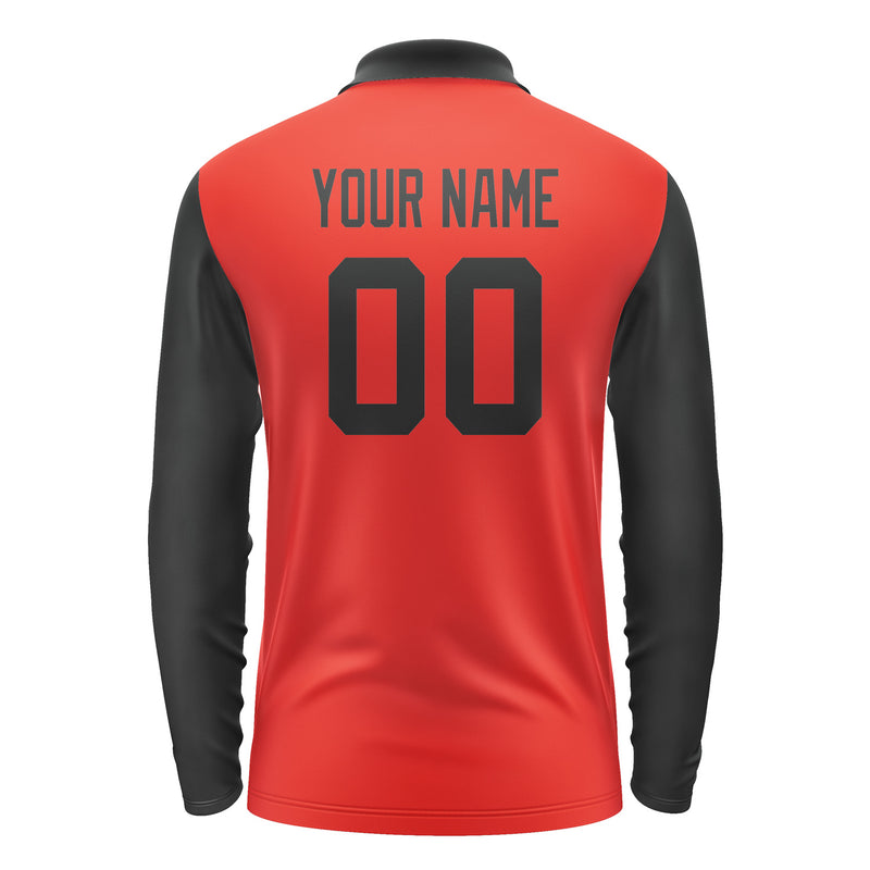 Custom Orange Red Black Long Sleeve Polo Shirt Pl121717B117