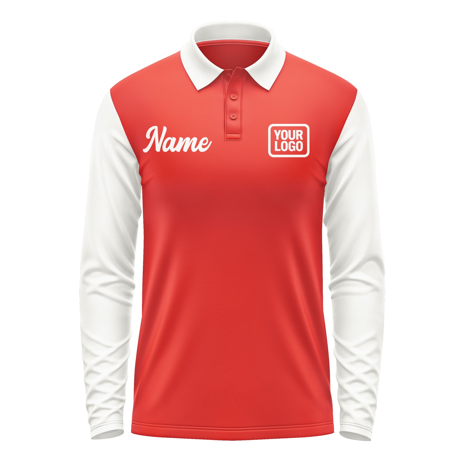 Custom Orange Red White Long Sleeve Polo Shirt Pl121818B118