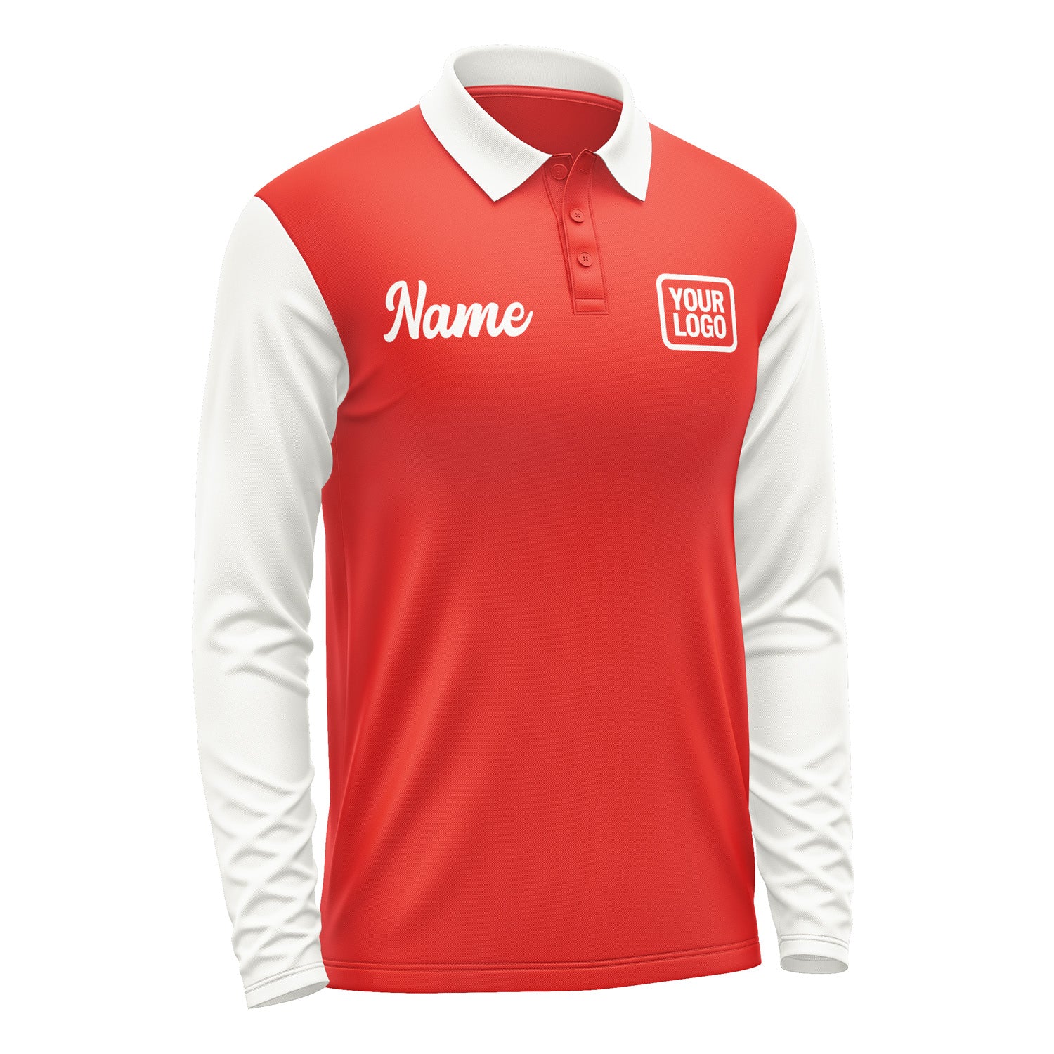 Custom Orange Red White Long Sleeve Polo Shirt Pl121818B118