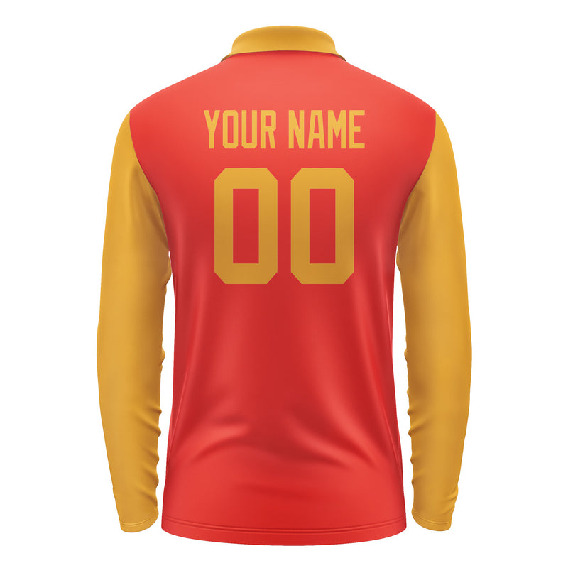 Custom Orange Red Yellow Long Sleeve Polo Shirt Pl121919B119