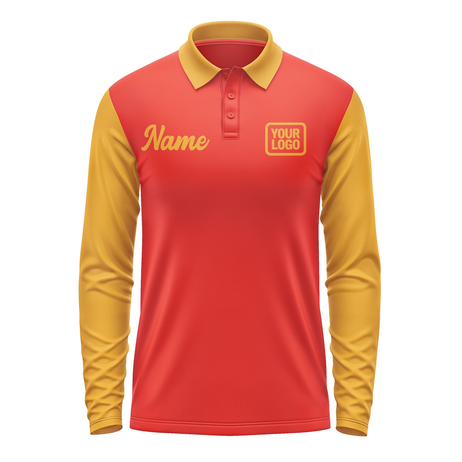 Custom Orange Red Yellow Long Sleeve Polo Shirt Pl121919B119